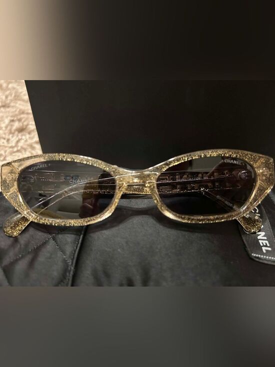 CHANEL Gold Glitter Sparkle Sunglasses 71280